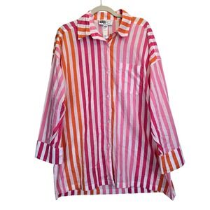 BEACH RIOT Striped Oversized Button Up Cotton Womens Large / XL Shirt Resortwear
